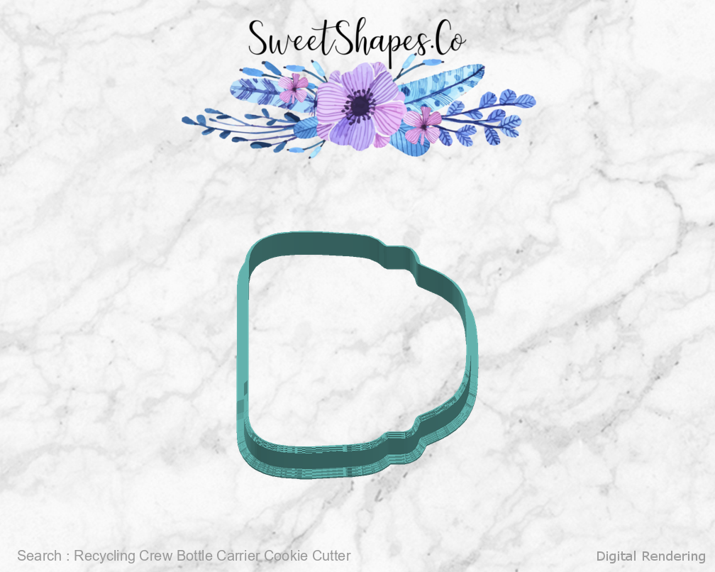 Recycling Crew Bottle Carrier Cookie Cutter — 03-right digital rendering