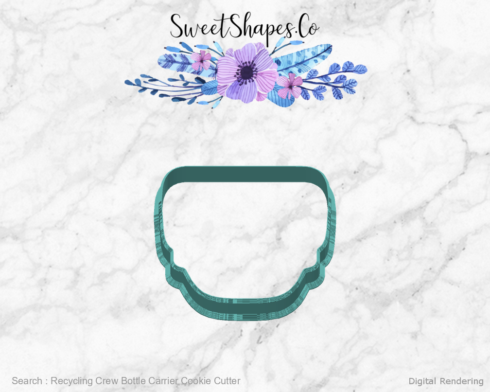 Recycling Crew Bottle Carrier Cookie Cutter — 04-back digital rendering