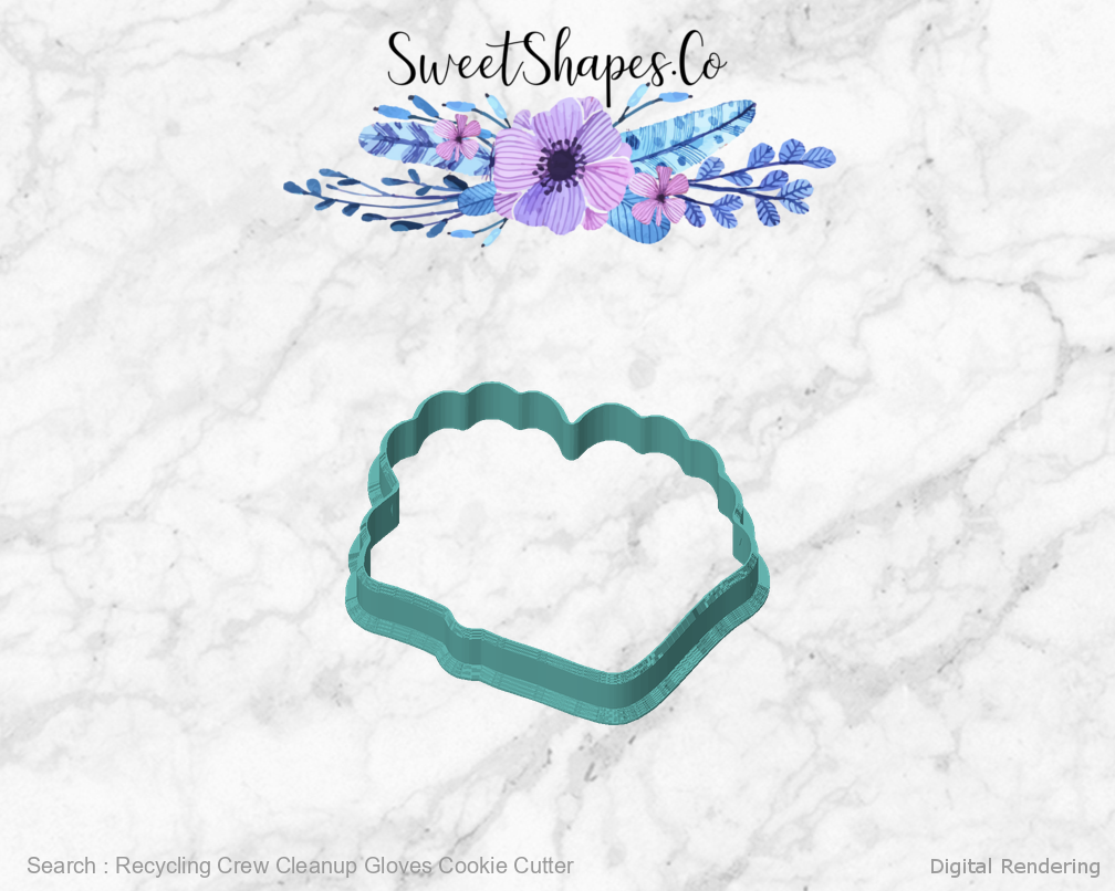 Recycling Crew Cleanup Gloves Cookie Cutter — 01-front digital rendering