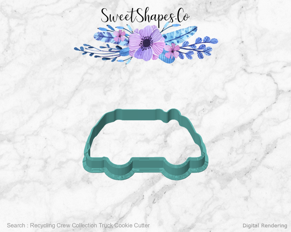 Recycling Crew Collection Truck Cookie Cutter — 01-front digital rendering
