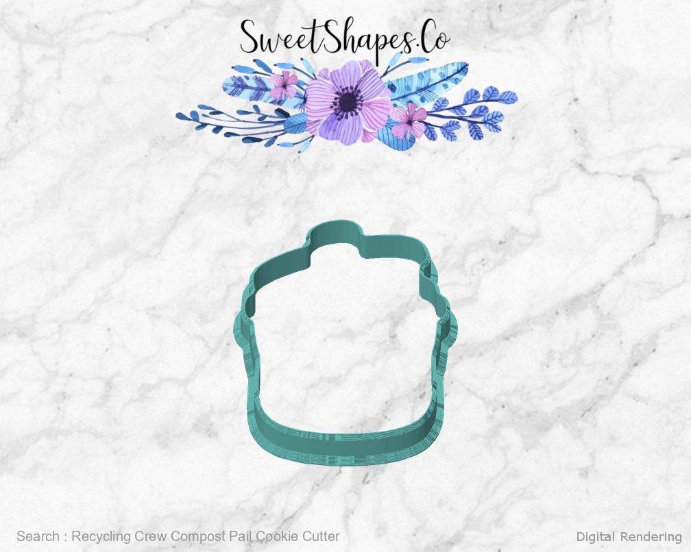 Recycling Crew Compost Pail Cookie Cutter — 01-front digital rendering