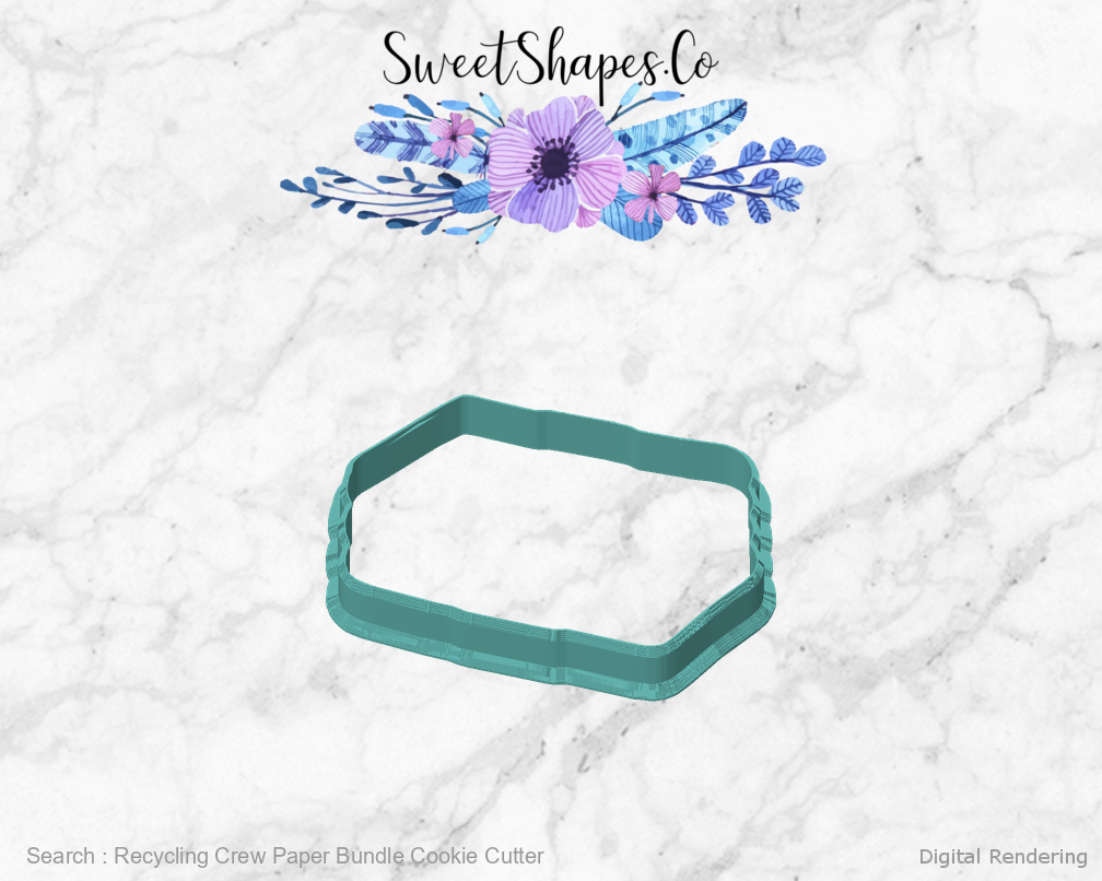 Recycling Crew Paper Bundle Cookie Cutter — 01-front digital rendering