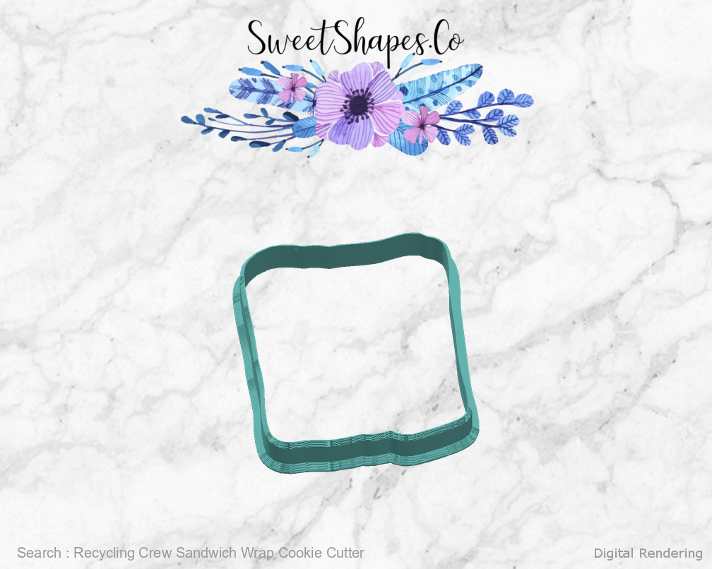 Recycling Crew Sandwich Wrap Cookie Cutter — 03-right digital rendering