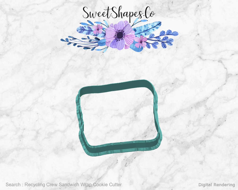 Recycling Crew Sandwich Wrap Cookie Cutter — 04-back digital rendering