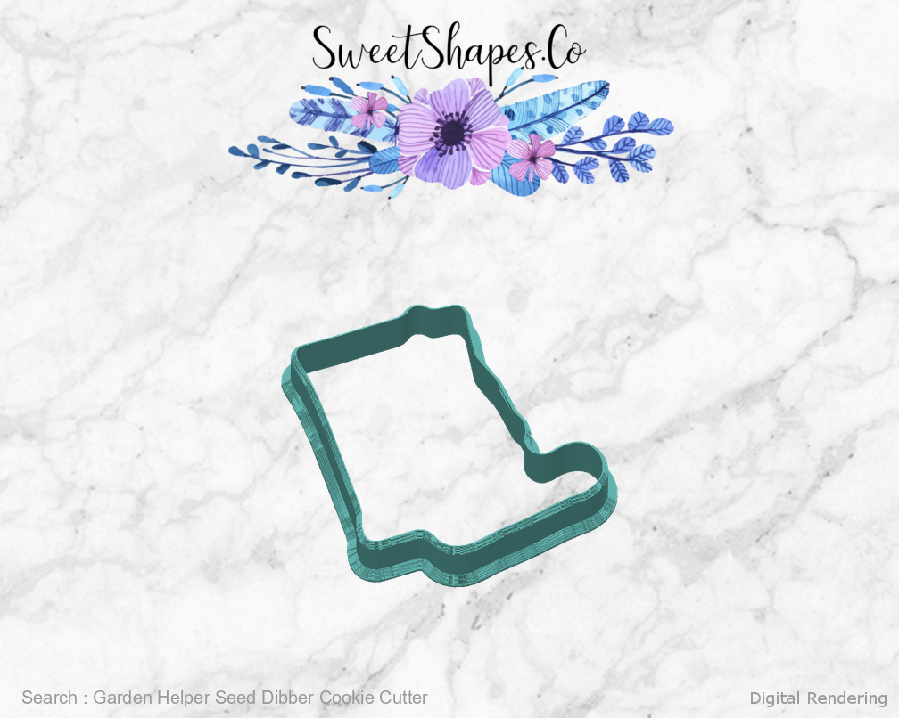 Garden Helper Seed Dibber Cookie Cutter manufacturing view 180 degrees
