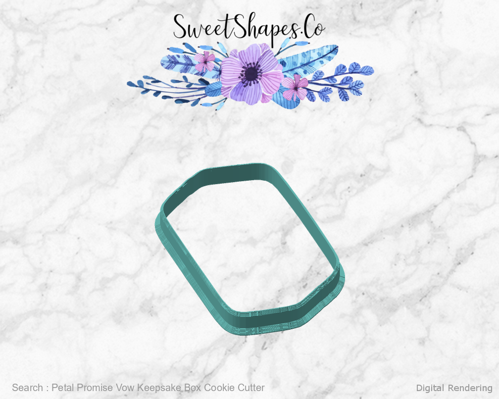 Petal Promise Vow Keepsake Box Cookie Cutter manufacturing view 45 degrees