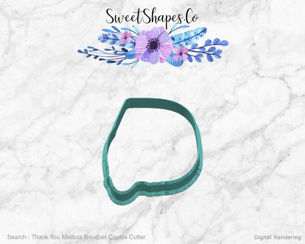 Thank You Mailbox Bouquet Cookie Cutter manufacturing view 90 degrees