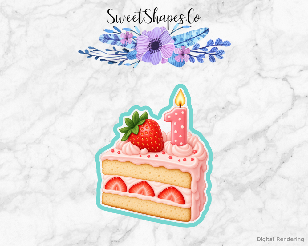 Berry Birthday Strawberry Cake Slice Cookie Cutter