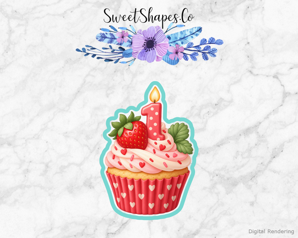 Berry Birthday Strawberry Cupcake Cookie Cutter