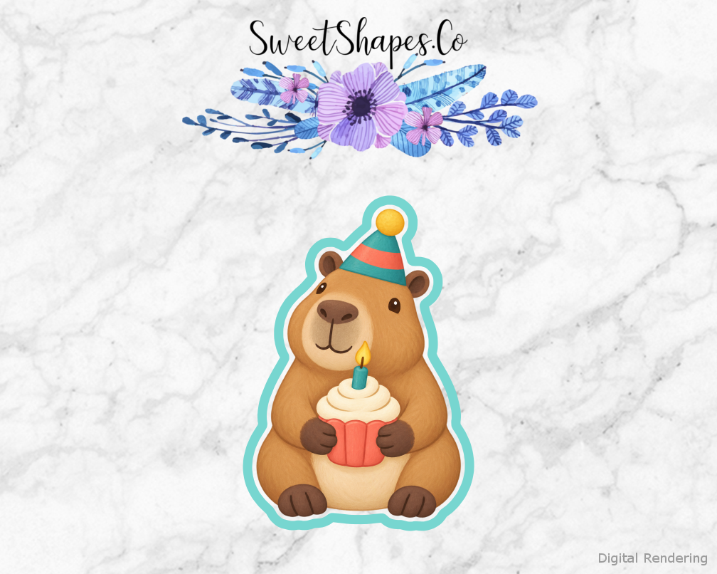 Birthday Cupcake Capybara Cookie Cutter