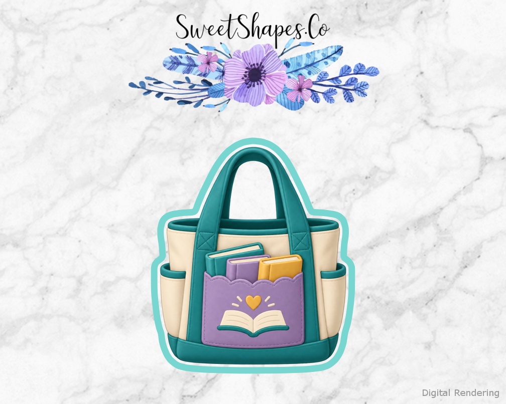 Book Club Library Tote with Book Pocket Cookie Cutter