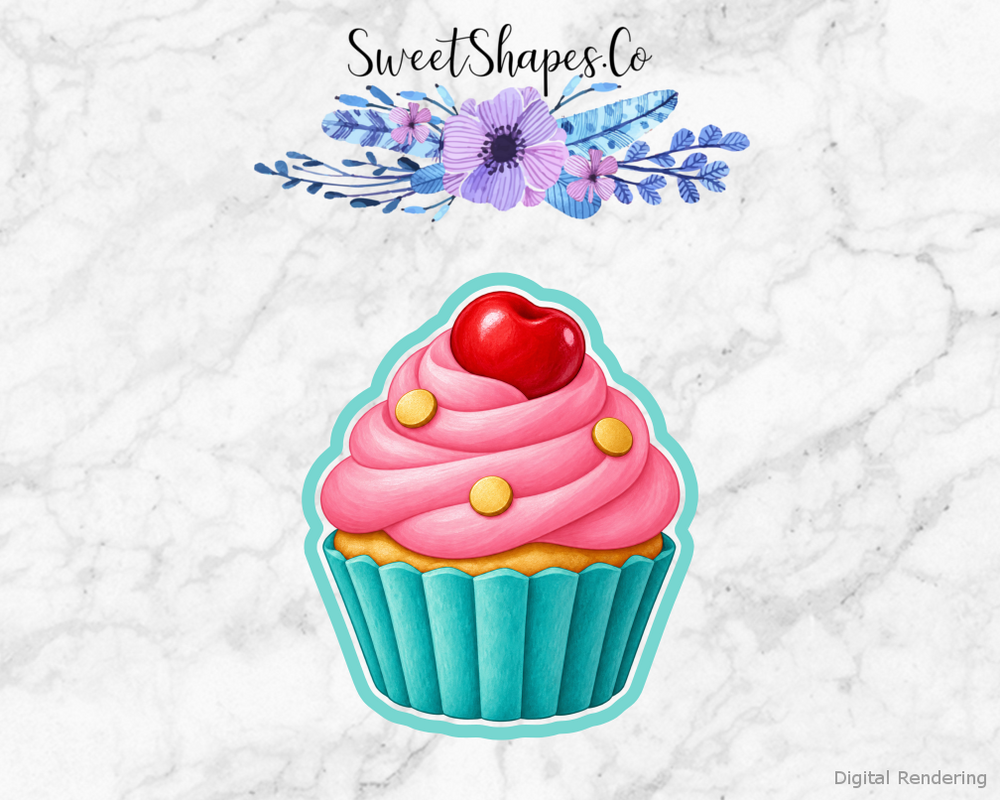 Cherry Pink Birthday Cupcake Cookie Cutter
