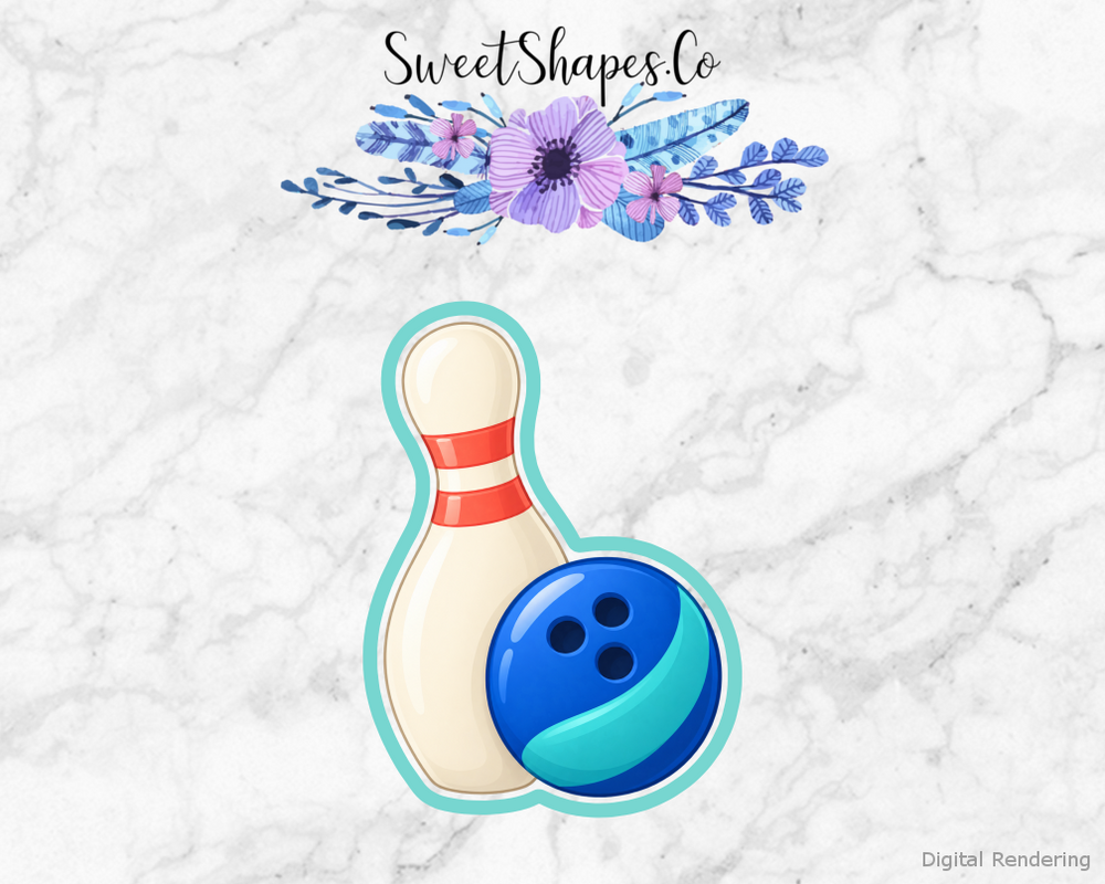 Coral Cobalt Bowling Pin and Ball Cookie Cutter