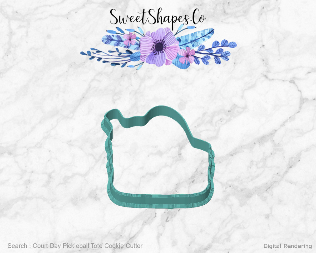 Court Day Pickleball Tote Cookie Cutter — 0 degree manufacturing preview