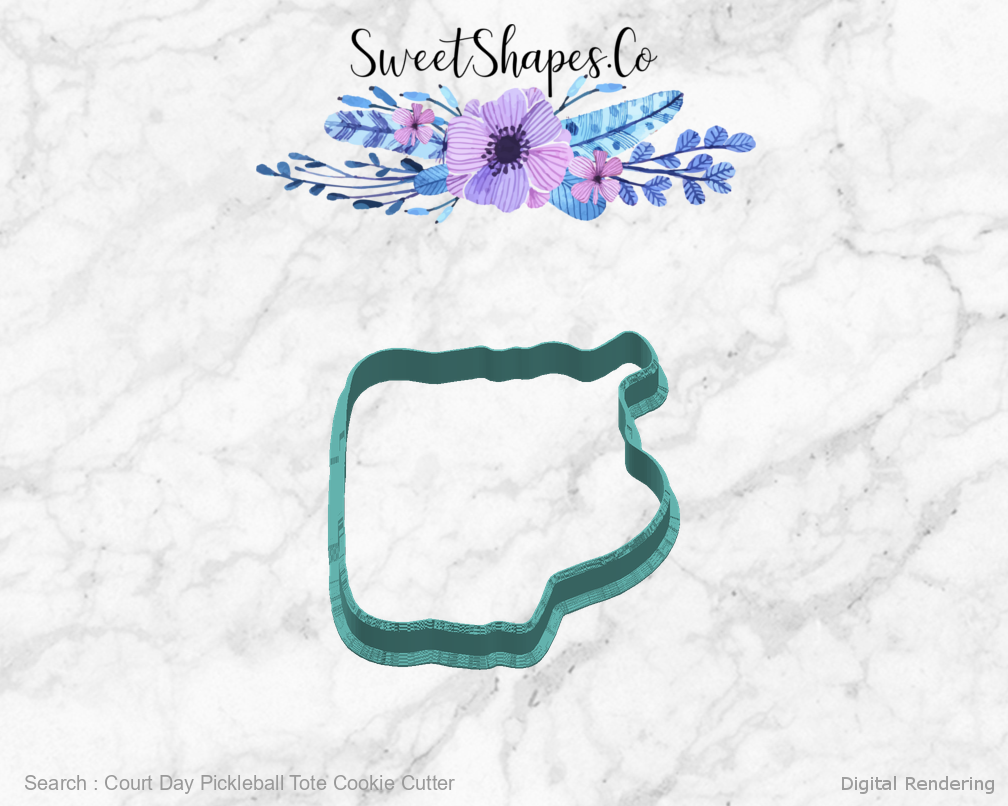 Court Day Pickleball Tote Cookie Cutter — 90 degree manufacturing preview