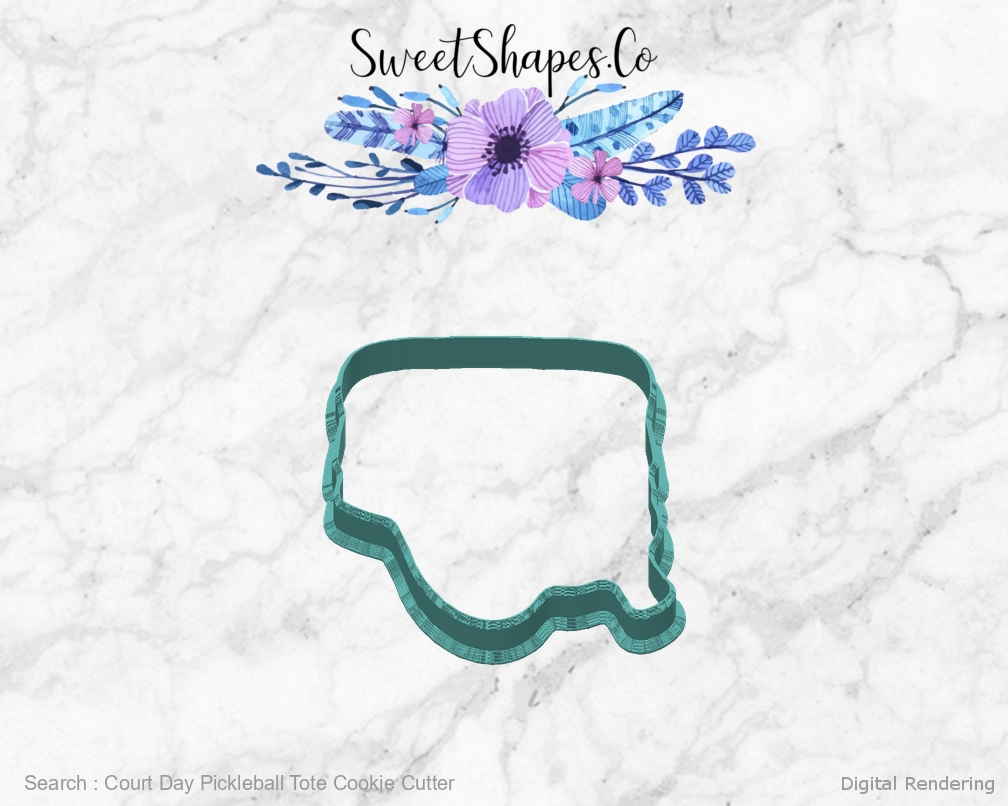 Court Day Pickleball Tote Cookie Cutter — 180 degree manufacturing preview