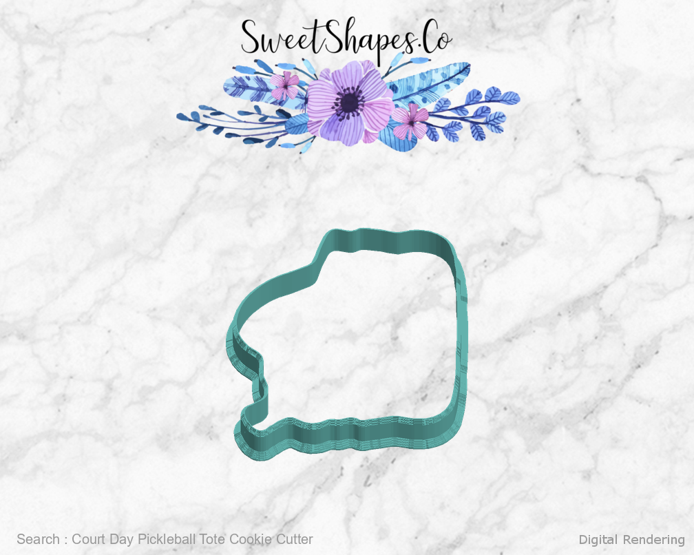 Court Day Pickleball Tote Cookie Cutter — 270 degree manufacturing preview