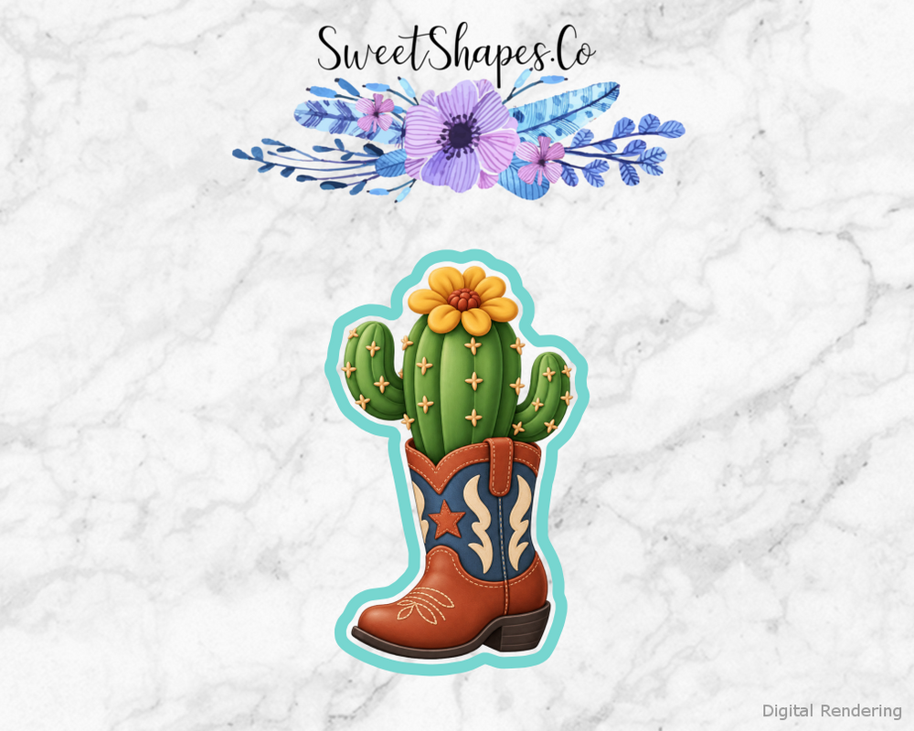 Cowpoke Party Cactus in Boot Planter Cookie Cutter