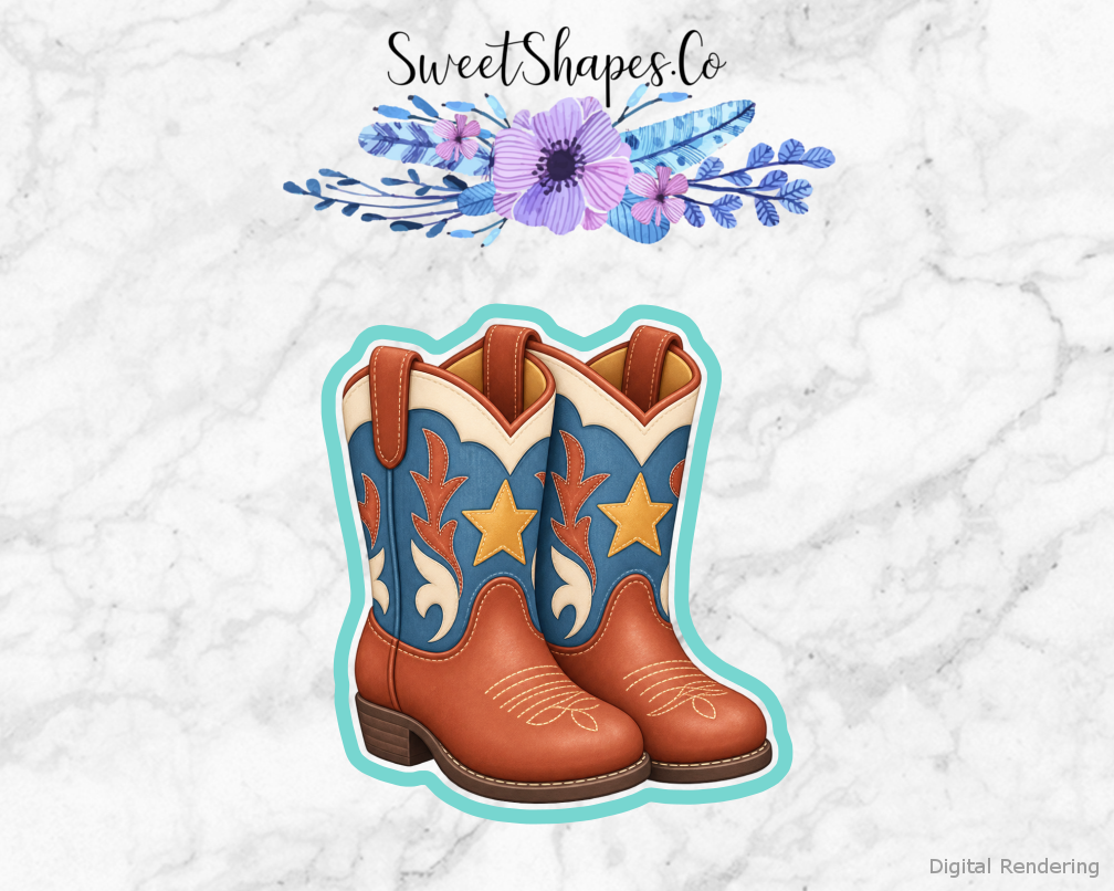 Cowpoke Party Rounded Pair of Cowboy Boots Cookie Cutter