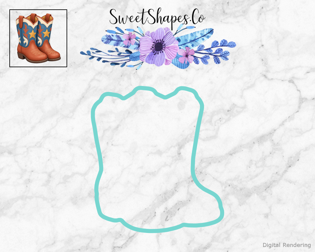 Cowpoke Party Rounded Pair of Cowboy Boots Cookie Cutter