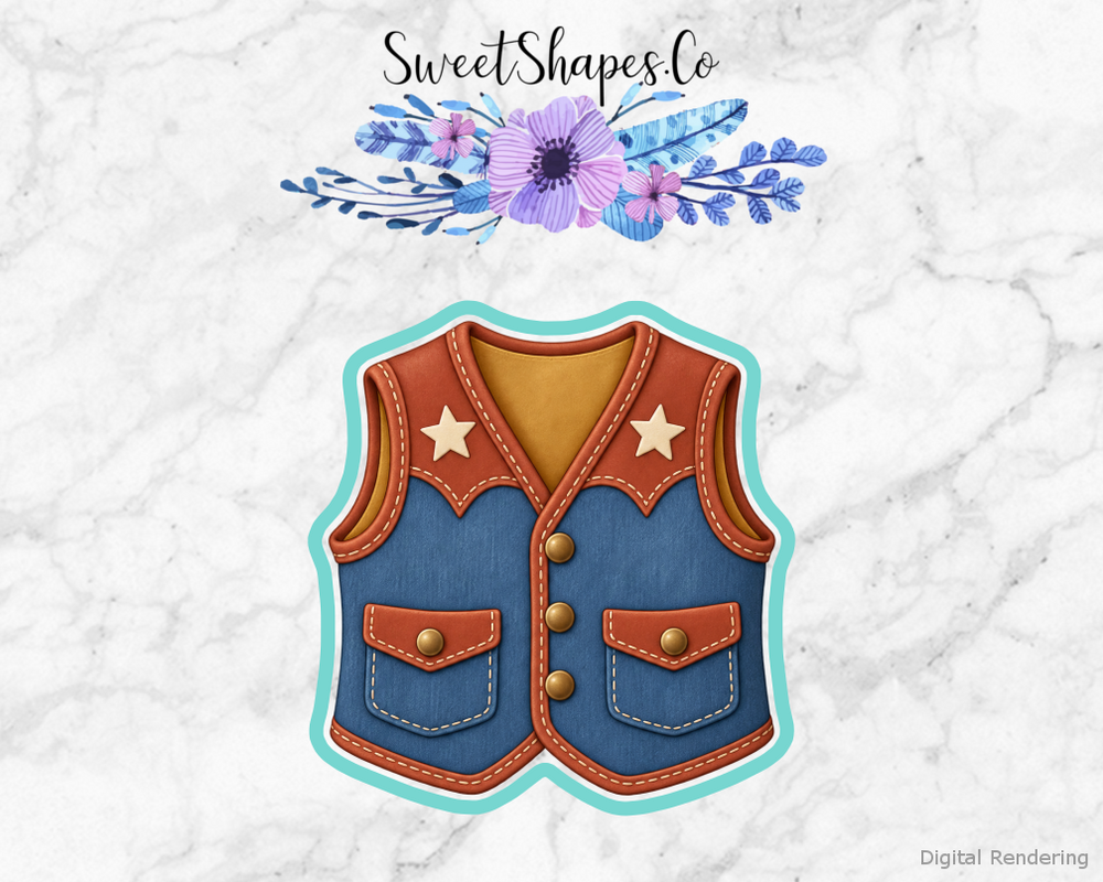 Cowpoke Party Western Vest with Pockets Cookie Cutter