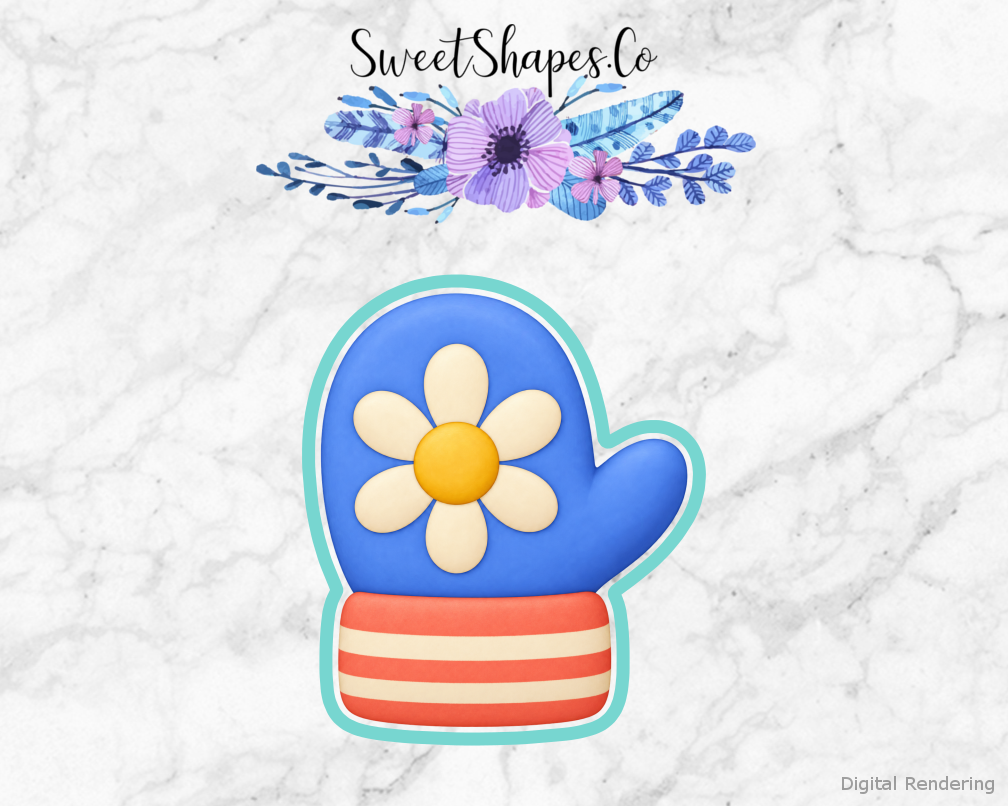 Cozy Flower Winter Mitten Cookie Cutter