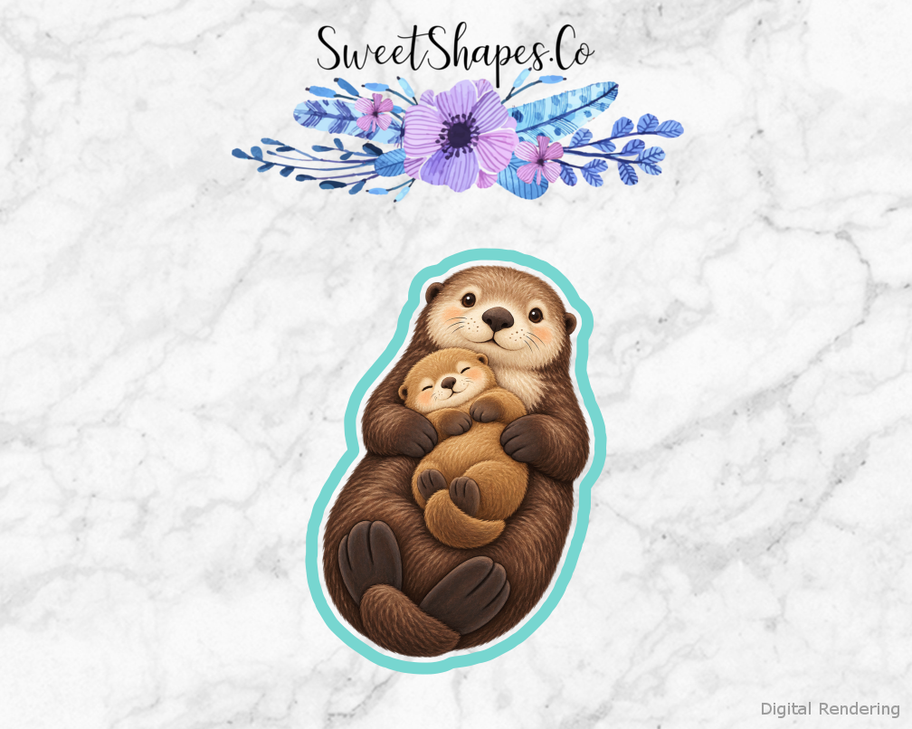 Cozy Sea Otter Mom and Pup Cookie Cutter