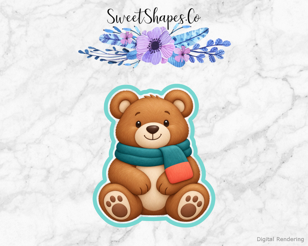 Cozy Winter Scarf Bear Cookie Cutter