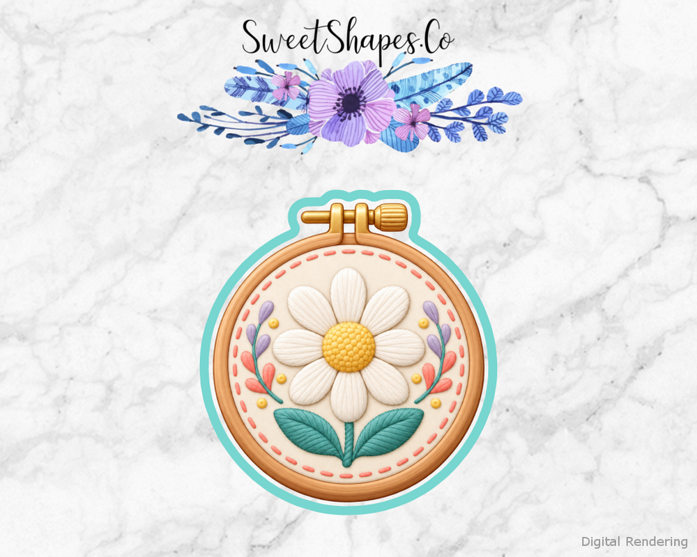 Craft Room Embroidery Hoop with Daisy Cookie Cutter