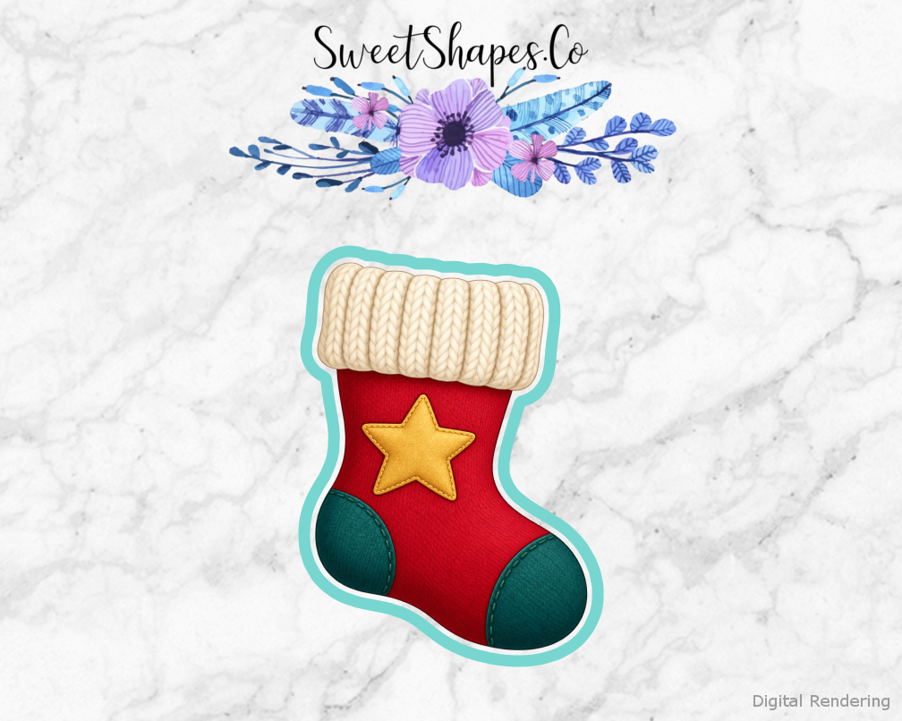 Cranberry Star Christmas Stocking Cookie Cutter