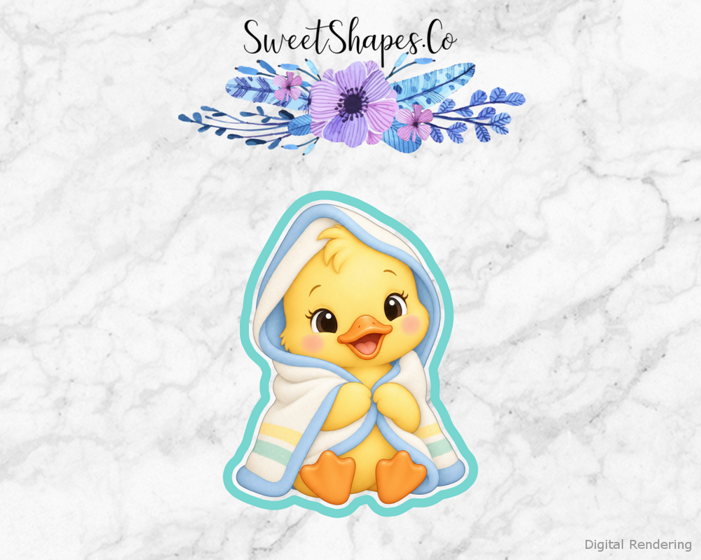 Duckling Shower Tiny Duck Bath Towel Cookie Cutter
