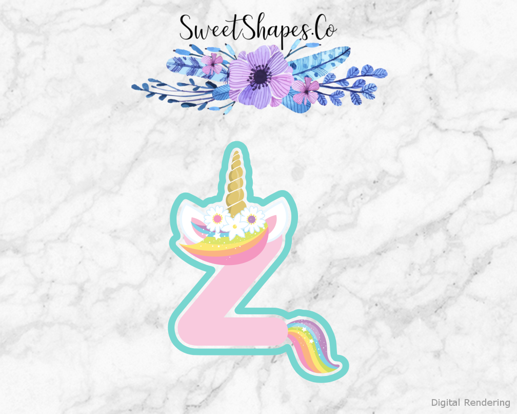 Fairytale Unicorn Alphabet Letter Z Cookie Cutter