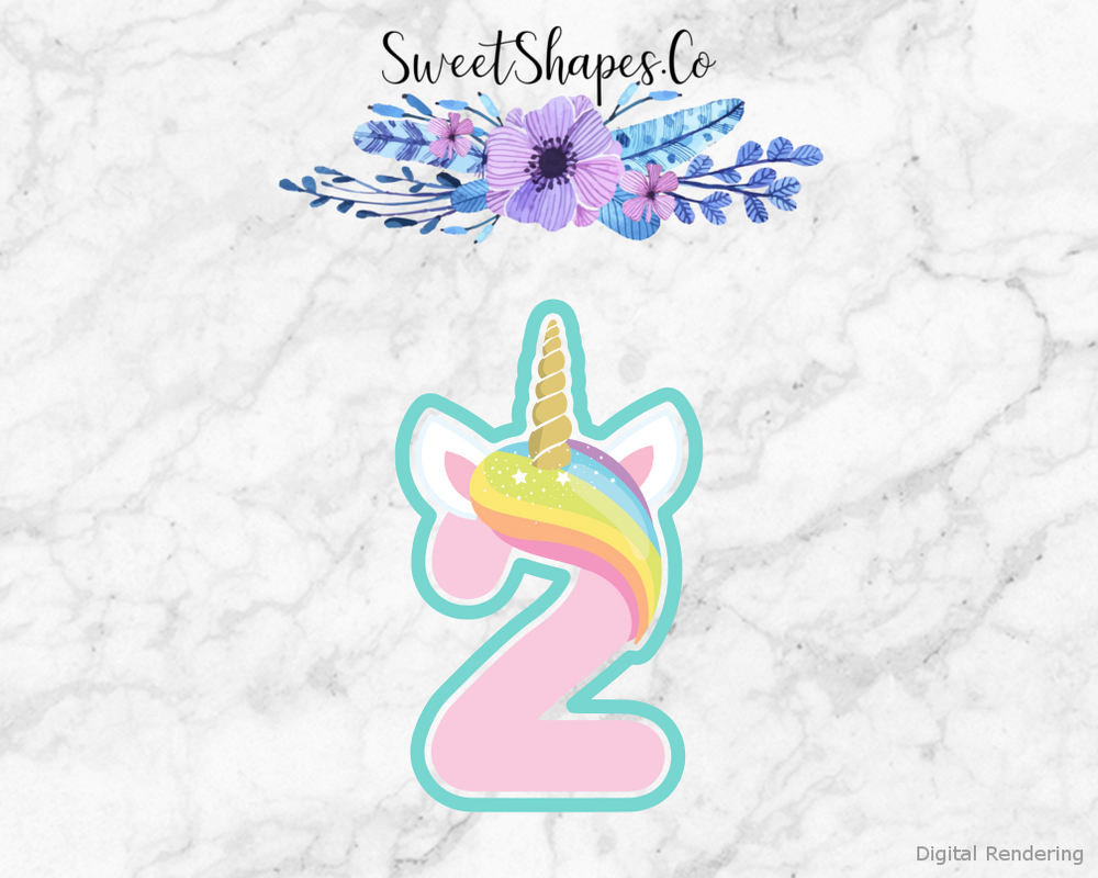 Fairytale Unicorn Number 2 Cookie Cutter