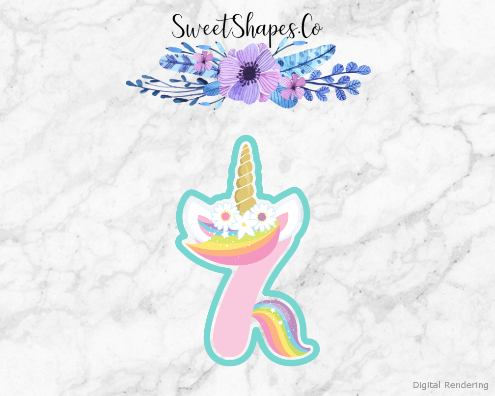 Fairytale Unicorn Number 7 Cookie Cutter