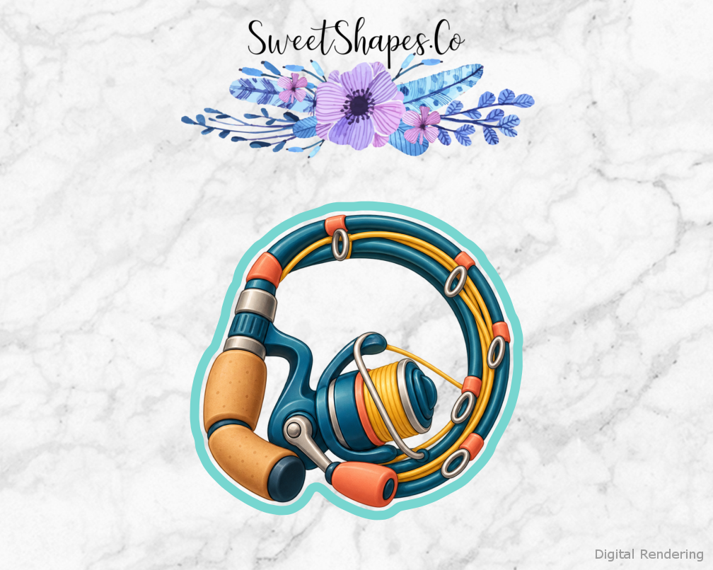 Family Fishing Coiled Fishing Rod and Reel Cookie Cutter