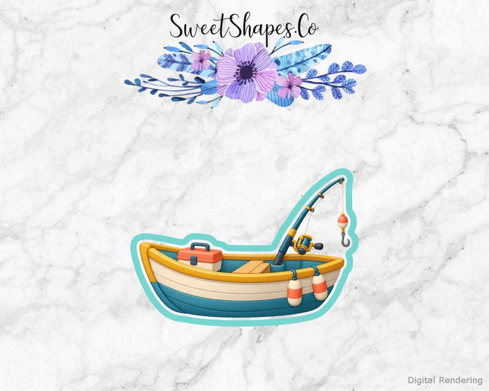 Family Fishing Lake Fishing Boat with Rod Cookie Cutter