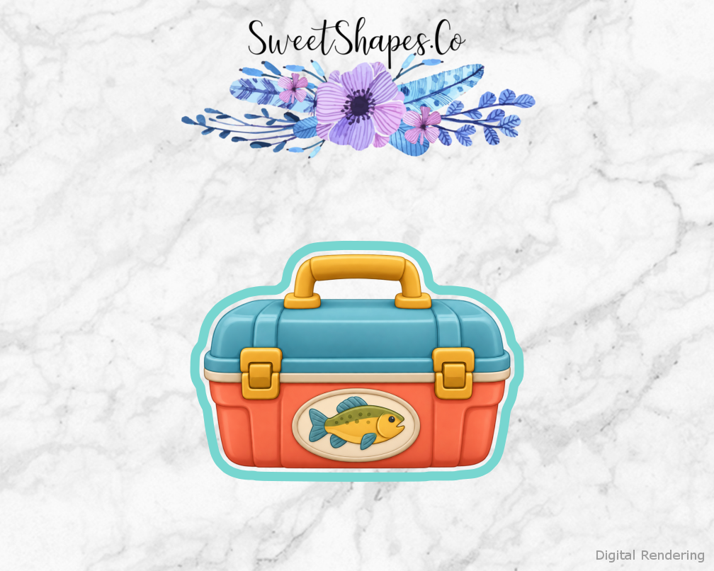 Family Fishing Tackle Box with Fish Badge Cookie Cutter