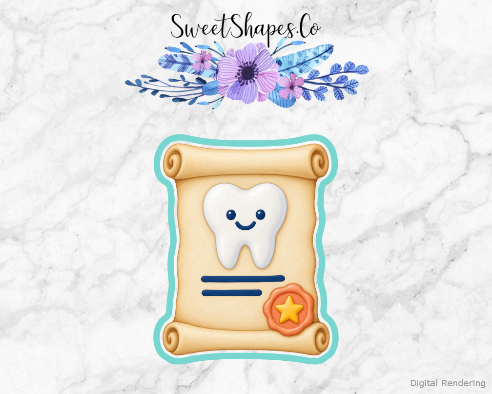First Tooth Celebration Certificate Cookie Cutter