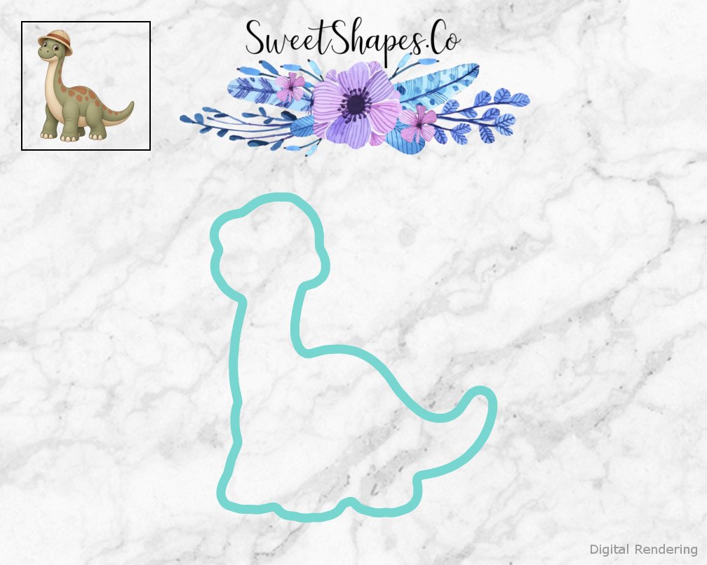 Fossil Dig Brontosaurus with Explorer Hat Cookie Cutter