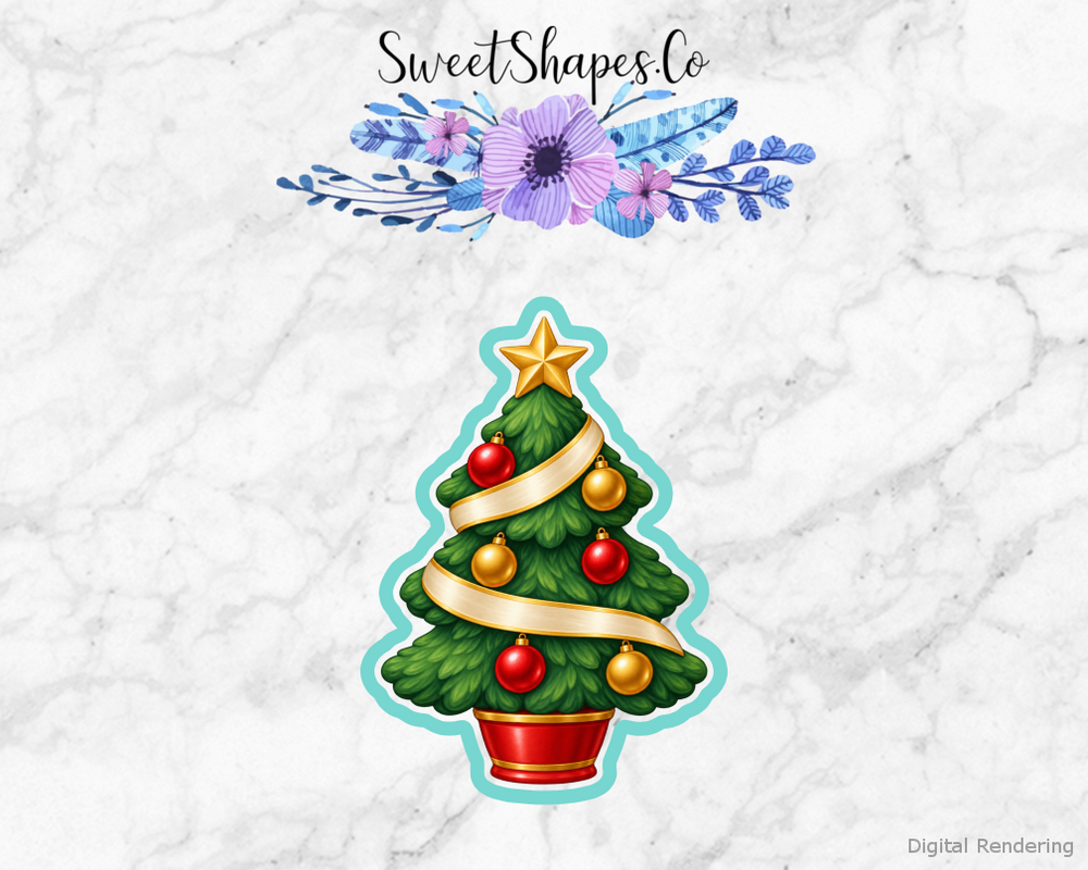 Golden Ribbon Christmas Tree Cookie Cutter