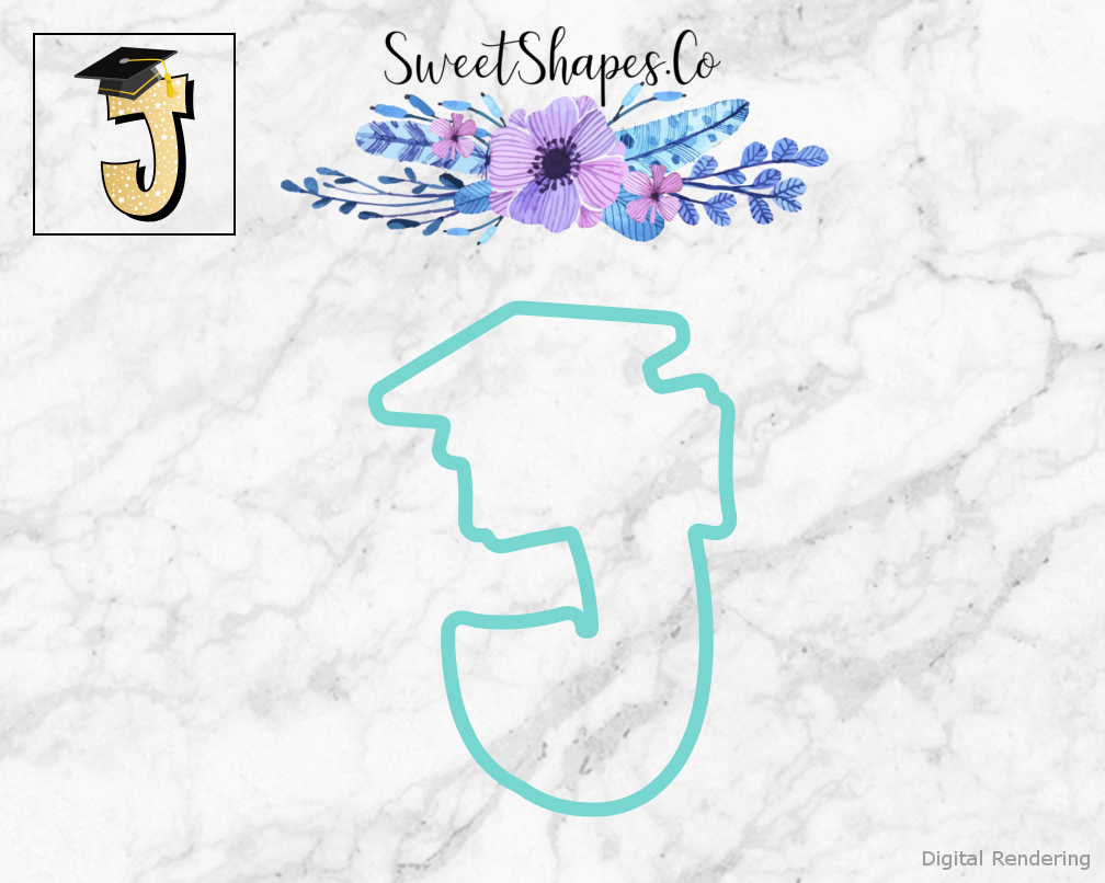 Graduation Cap J Cookie Cutter