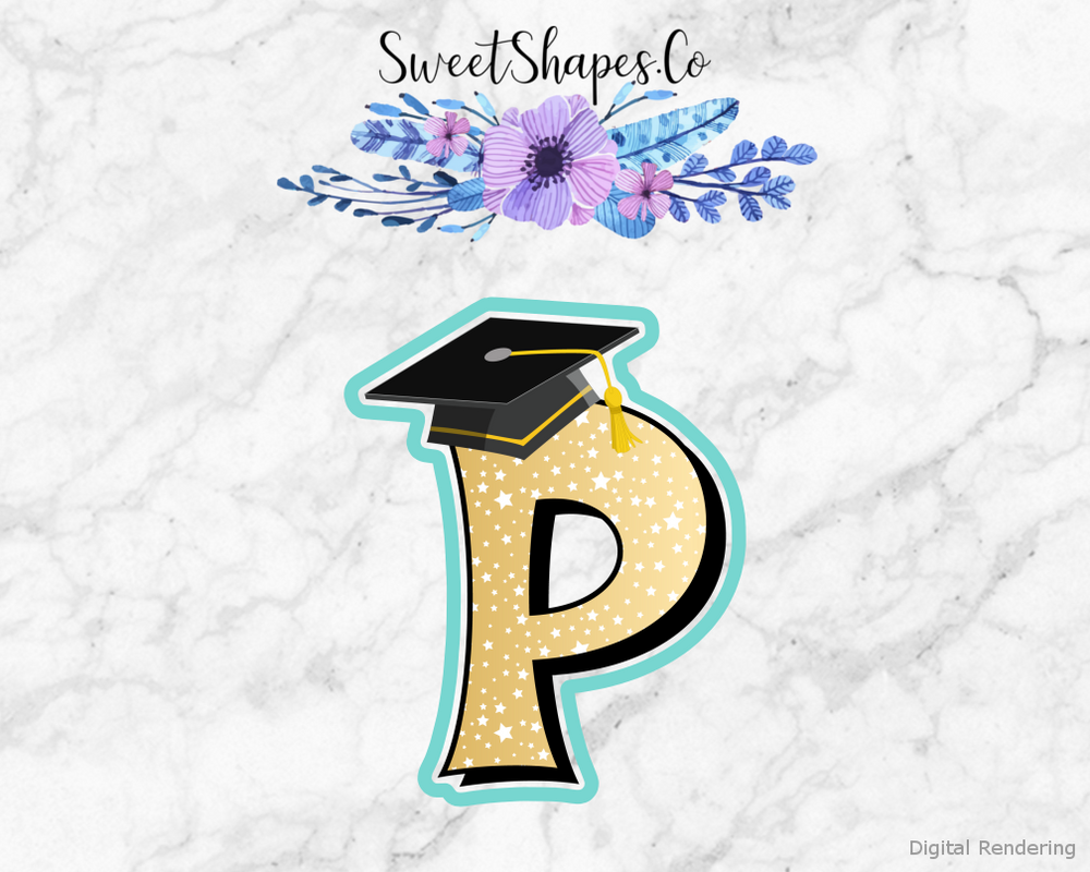 Graduation Cap P Cookie Cutter