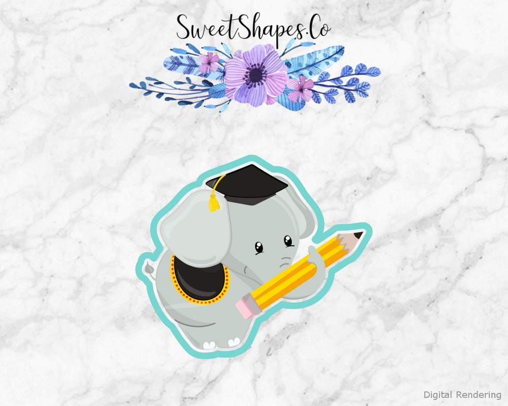 Graduation Elephant Cookie Cutter
