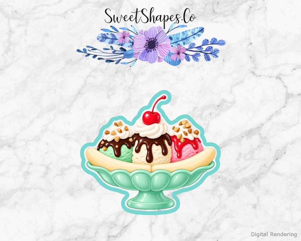 Ice Cream Parlour Banana Split Dish Cookie Cutter
