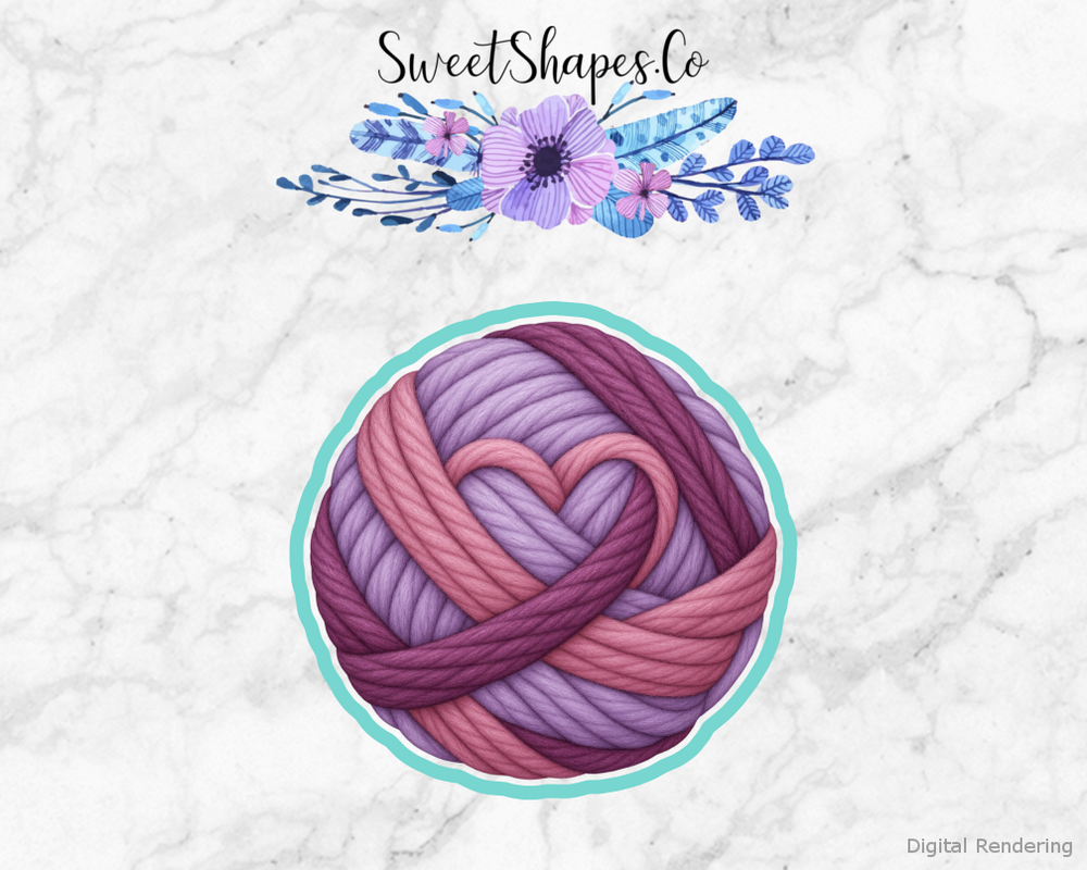 Lavender Heart Yarn Ball Cookie Cutter