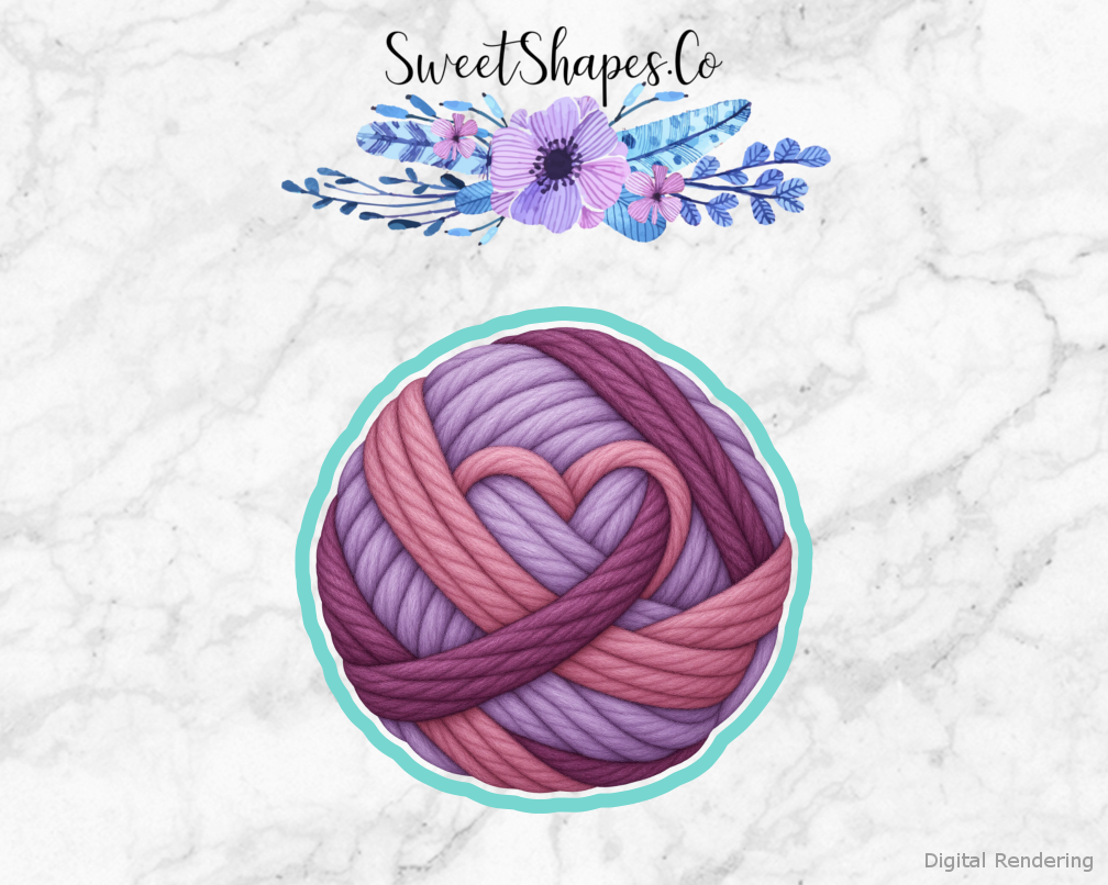 Lavender Heart Yarn Ball Cookie Cutter