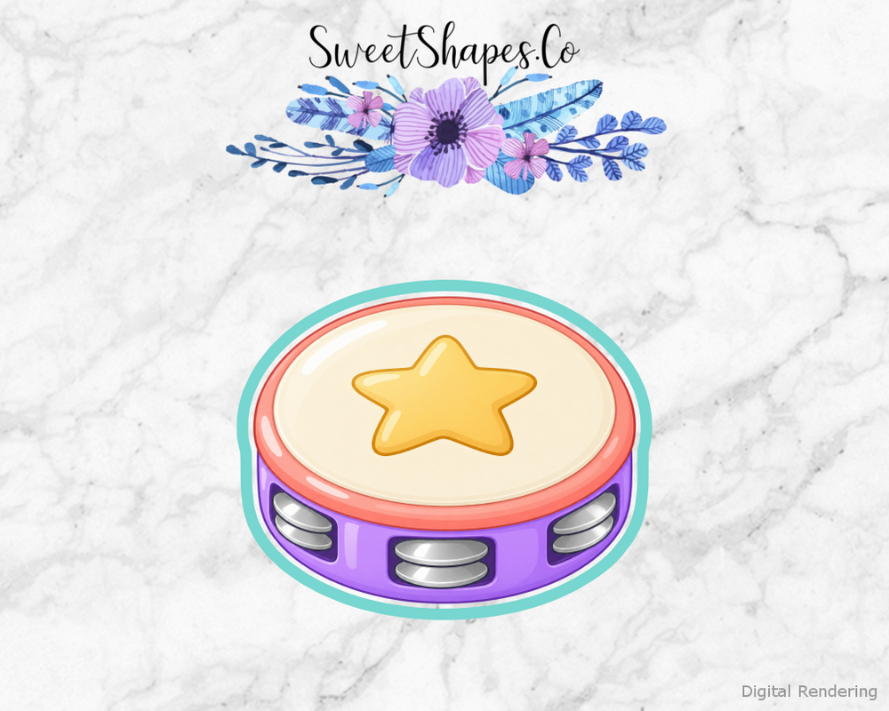 Lilac Gold Star Tambourine Cookie Cutter