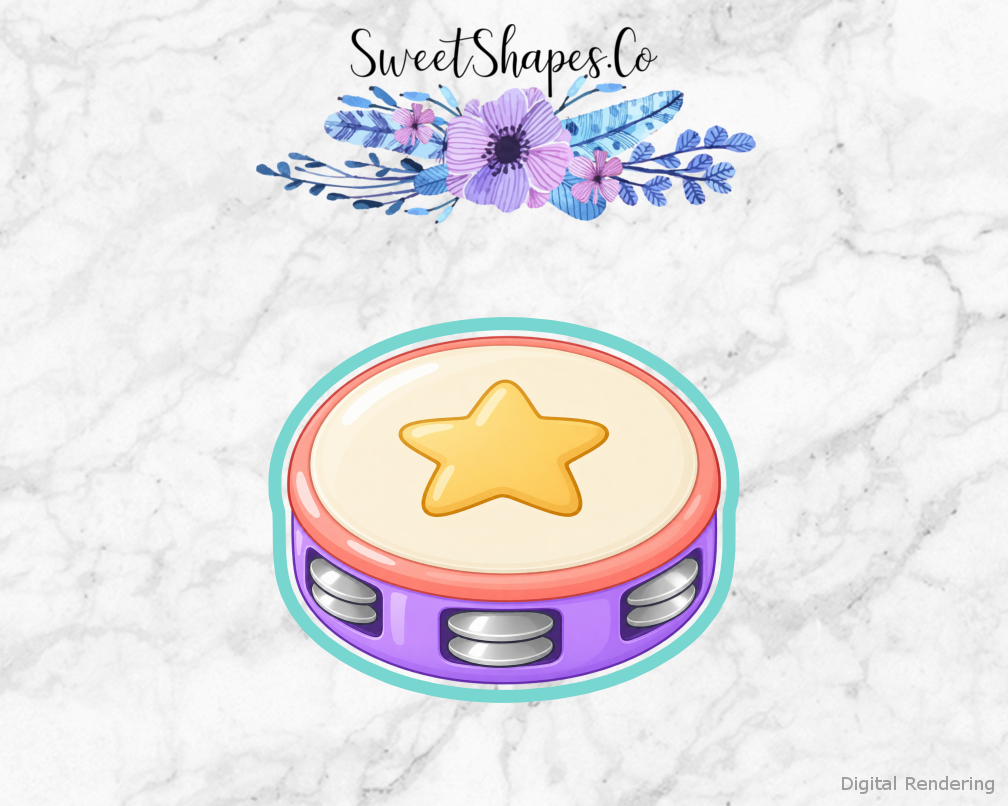 Lilac Gold Star Tambourine Cookie Cutter