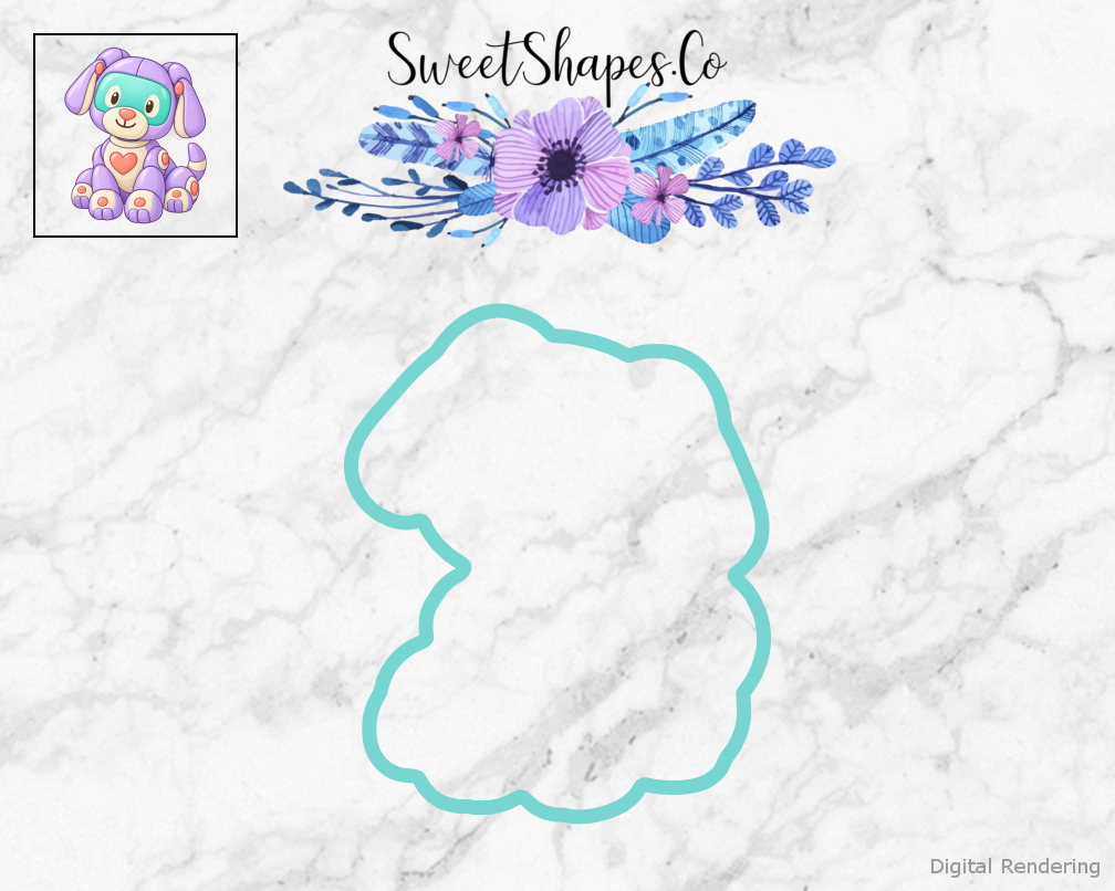 Lilac Heart Robot Puppy Cookie Cutter