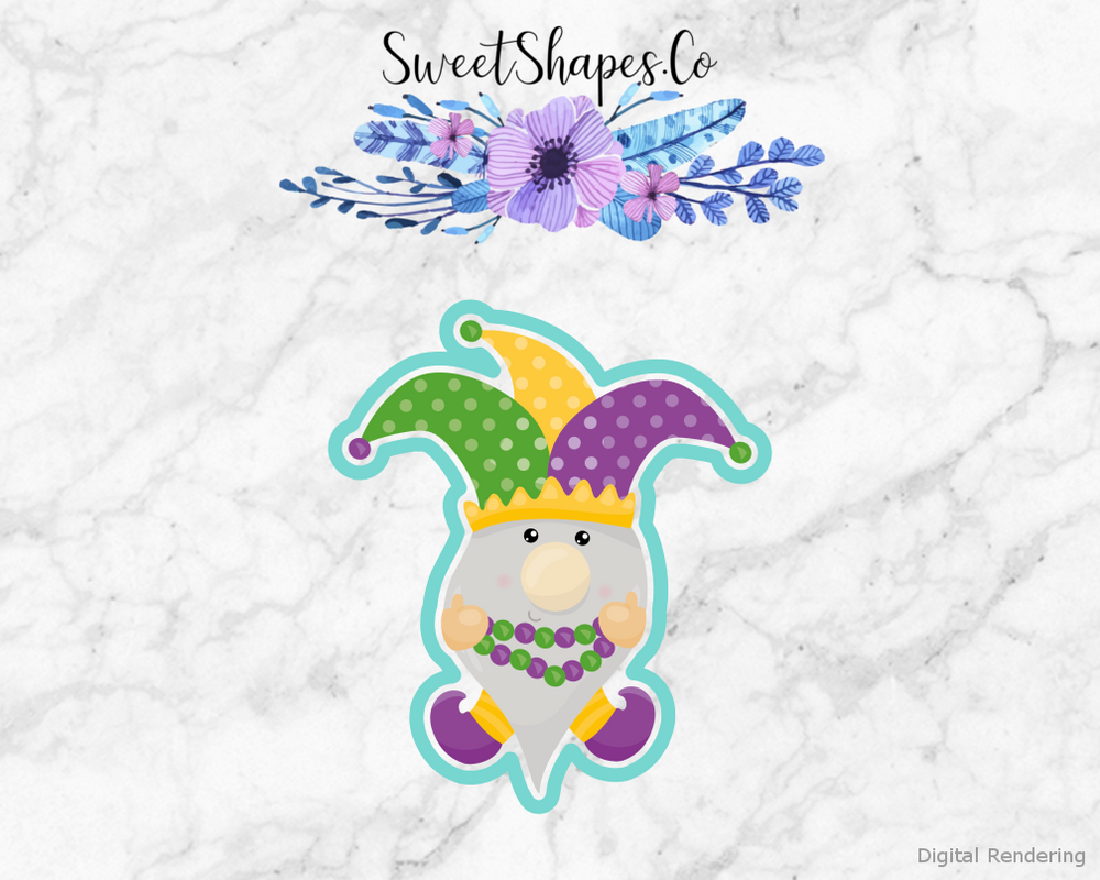 Mardi Gras Gnome 3 Cookie Cutter